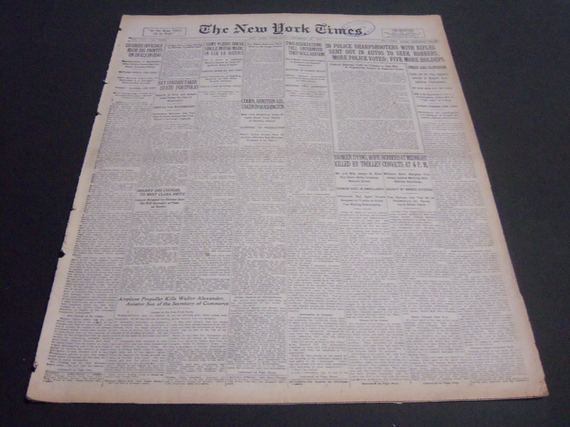 1920 DECEMBER 22 NEW YORK TIMES - 20 POLICE SHARPSHOOTERS IN AUTOS - NT 6740