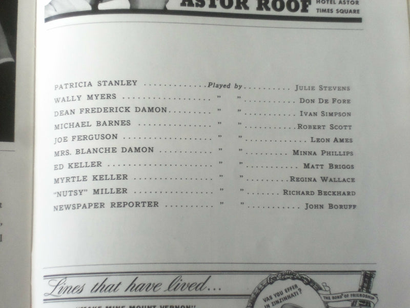 1940 MAY 20 PLAYBILL PROGRAM - MALE ANIMAL - DON DEFORE - J 6477
