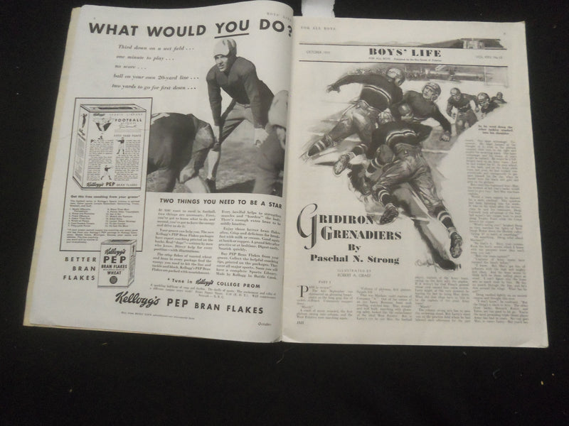 1935 OCTOBER BOYS' LIFE MAGAZINE - GRIDIRON GRENADIERS- FOOTBALL COVER- SP 6311H