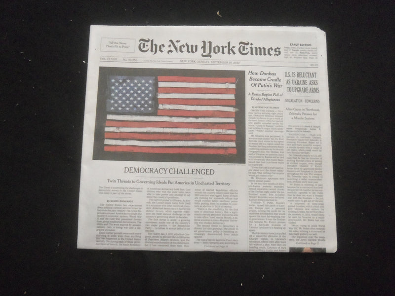 2022 SEP 18 NEW YORK TIMES - U.S. IS RELUCTANT AS UKRAINE ASKS TO UPGRADE ARMS
