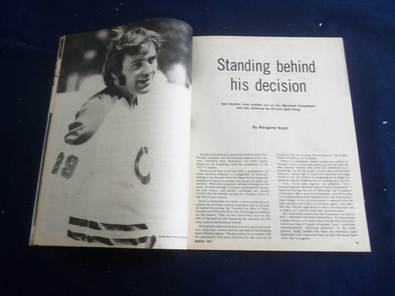 1974 MARCH HOCKEY WORLD MAGAZINE - BOB KELLY COVER - ST 267G