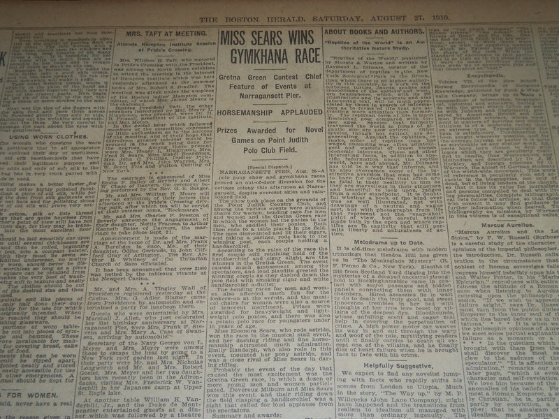 1910 AUGUST 27 THE BOSTON HERALD - WILLIAM JAMES PHILOSOPHER DIES - BH 151