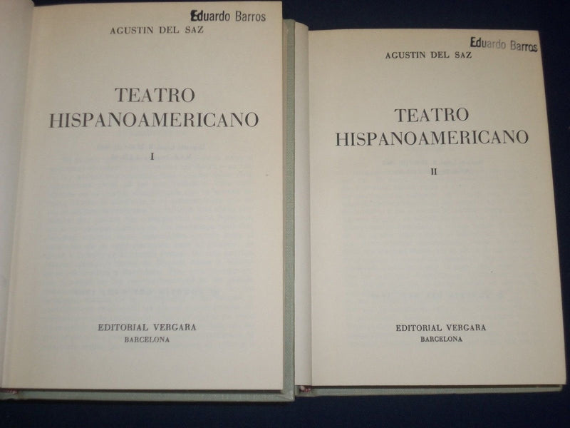 1963 TEATRO HISPANOAMERICANO BY AGUSTIN DEL SAZ VOLUME LOT OF 2 SPANISH- KD 2473