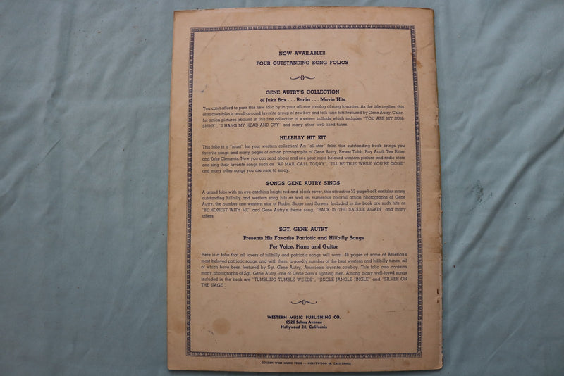 1946 GENE AUTRY'S HIT KIT SOFTCOVER BOOK - K 3382