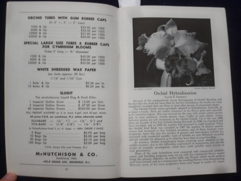 1960'S HANDBOOK OF ORCHID CULTURE SOFTCOVER BOOK - J 9646