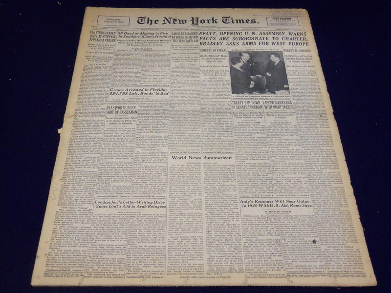 1949 APRIL 6 NEW YORK TIMES - FIRE SOUTHERN ILLINOIS HOSPITAL 65 DEAD - NT 2644