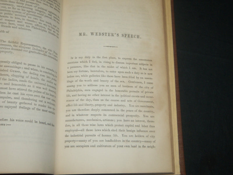1847 DINNER TO THE HON. DANIEL WEBSTER OF MASSACHUSETTS BOOK - KD 5861
