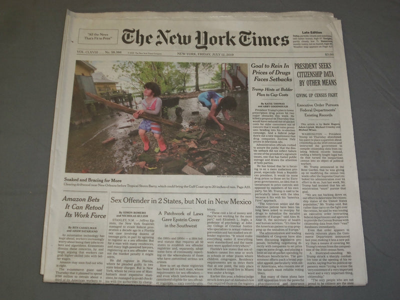 2019 JULY 12 NEW YORK TIMES - TRUMP SEEKS CITIZENSHIP DATA BY OTHER MEANS