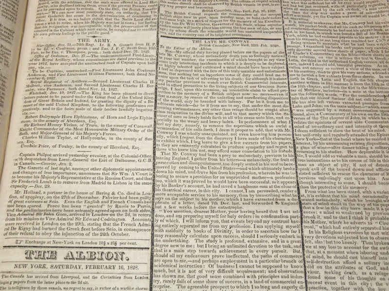 1827-1828 THE ALBION WEEKLY GAZETTE BOUND VOLUME NO. 6 - NEW YORK - R 89Y