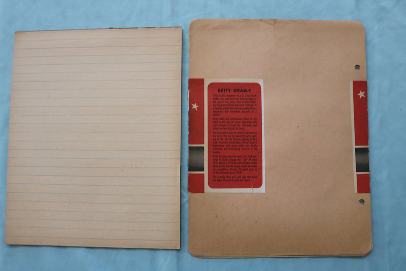 1940'S BETTY GRABLE NOTEBOOK AND PAPER - LOT OF 2 - K 2537