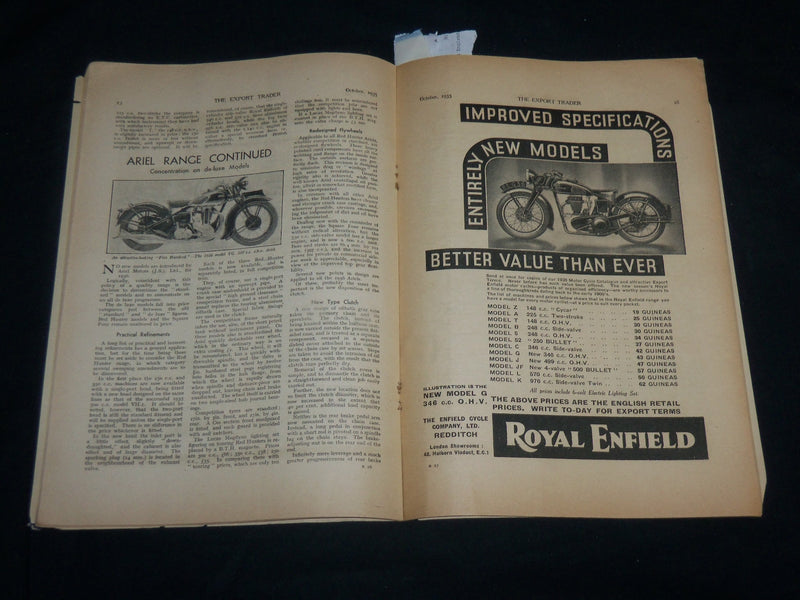 1935 OCTOBER THE EXPORT TRADER BICYCLE MAGAZINE - NICE ADS - SP 1212W