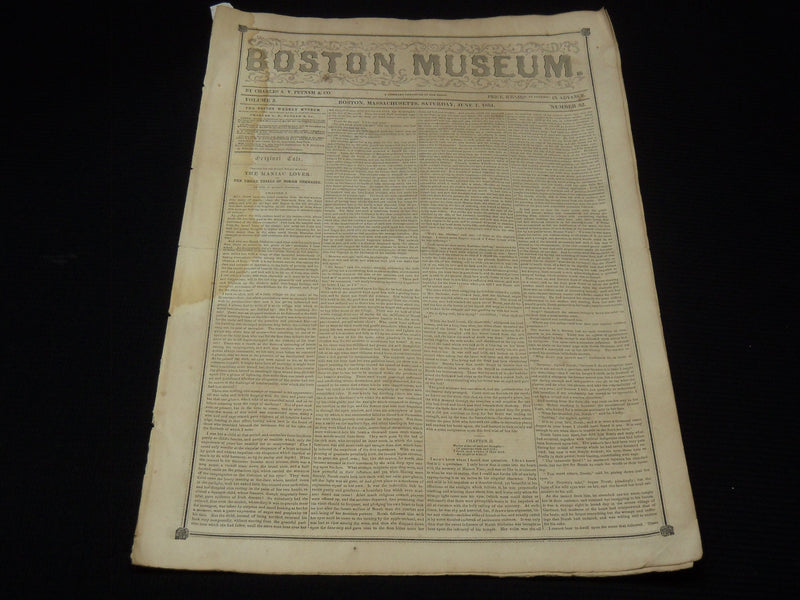 1851 JUNE 7 THE BOSTON MUSEUM NEWSPAPER - JOHN G. WHITTIER - NP 9021
