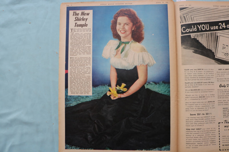 1944 APR 23 SUNDAY MIRROR NEWSPAPER MAGAZINE SECTION-VERA HRUBA RALSTON- NP 9095