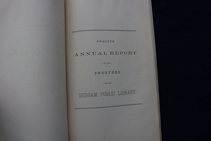 1884 TOWN OF DEDHAM SCHOOL COMMITTEE REPORT SOFTCOVER BOOK - K 889