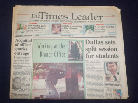 1996 NOVEMBER 14 WILKES-BARRE TIMES LEADER - DALLAS HS MERCURY SPILL - NP 8169