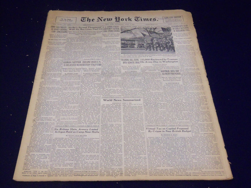 1948 APRIL 7 NEW YORK TIMES - STASSEN HAS LEAD IN WISCONSIN - NT 3539