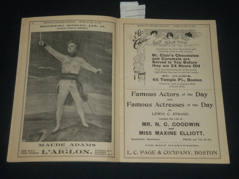 1901 WHEN WE WERE TWENTY - HOLLIS ST. THEATRE PROGRAM - J 5678