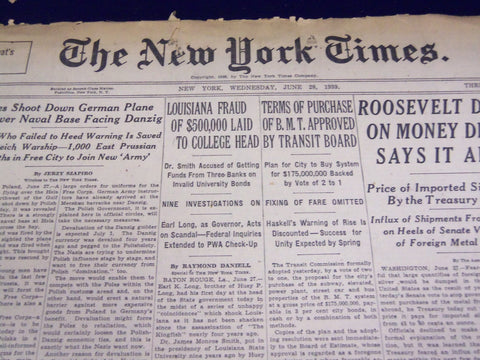 1939 JUNE 28 NEW YORK TIMES - LOUISIANA FRAUD OF $500,000 LAID, COLLEGE - NT 586