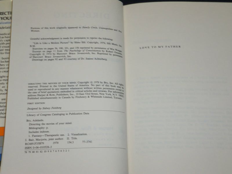1978 DIRECTING THE MOVIES OF YOUR MIND BOOK INSCRIBED BY ADELAIDE BRY - D 491