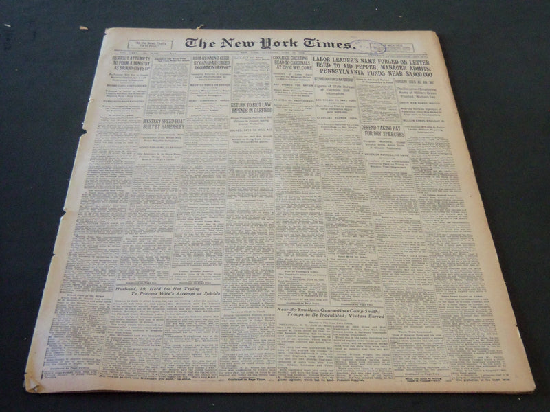 1926 JUNE 19 NEW YORK TIMES - LABOR LEADER NAME FORGED ON LETTER - NT 5602
