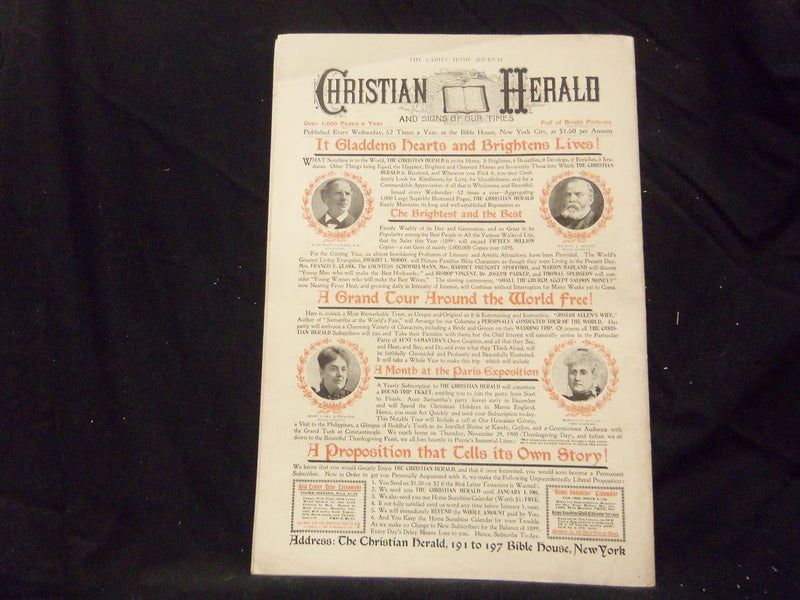 1899 NOVEMBER LADIES' HOME JOURNAL MAGAZINE - GREAT ILLUSTRATIONS & ADS -ST 1596