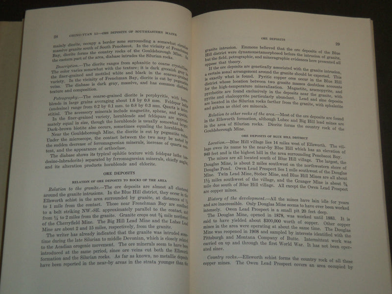 1942 GENESIS OF SOME ORE DEPOSITS OF SOUTHEASTERN MAINE BOOK BY CHING LI- J 4976