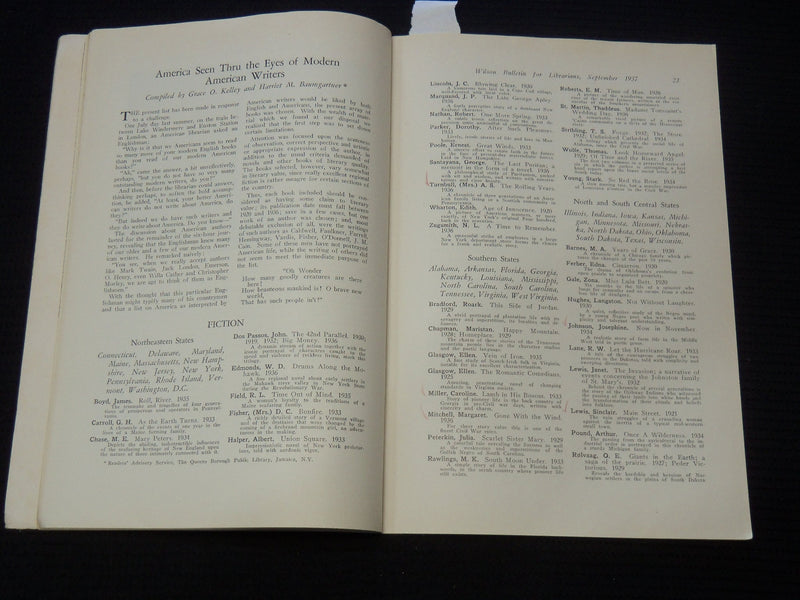 1937 WILSON BULLETIN FOR LIBRARIANS LOT OF 2 - H. W. WILSON COMPANY - K 2108