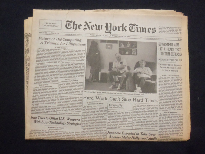 1990 NOV 25 NEW YORK TIMES NEWSPAPER - GOV'T AIMS AT HEART TEST COSTS - NP 7100