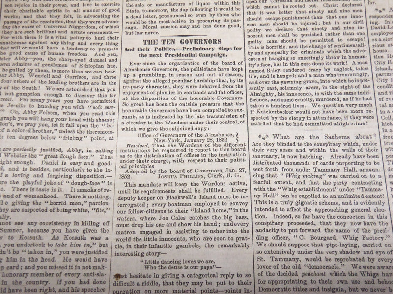 1852 FEBRUARY 7 WEEKLY UNIVERSE NEWSPAPER - NEW YORK - VOL 7 NO. 10 - NP 3879I