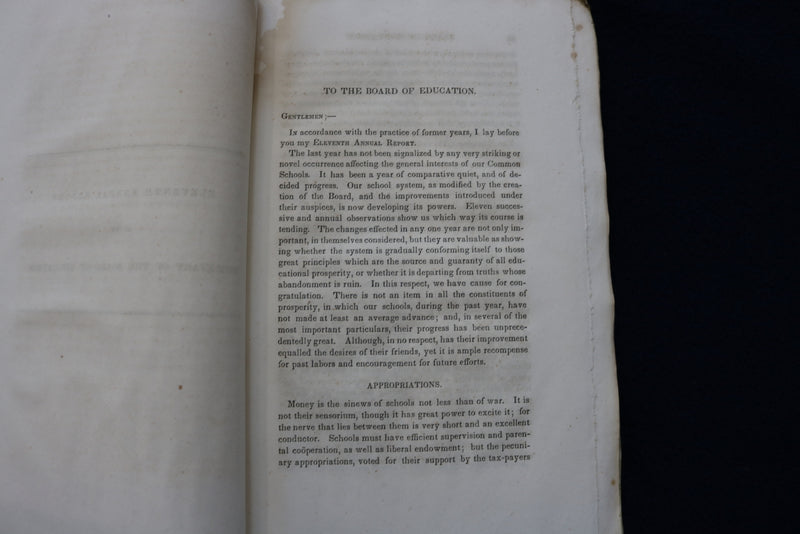 1848 MASSACHUSETTS BOARD OF EDUCATION ANNUARL REPORT SOFTCOVER BOOK - K 872