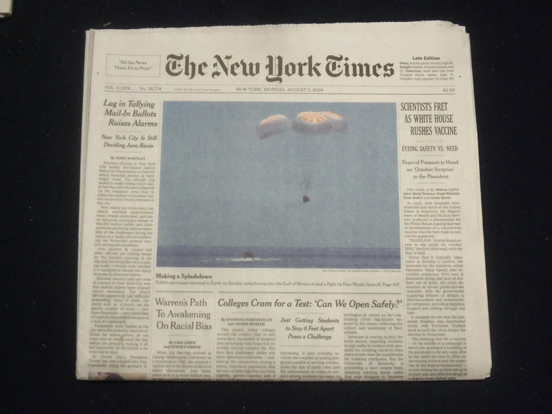 2020 AUGUST 3 NEW YORK TIMES - SCIENTISTS FRET AS WHITE HOUSE RUSHES VACCINE