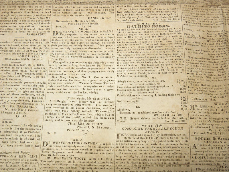 1833-1834 PORTLAND ADVERTISER OF MAINE NEWSPAPER LOT OF 9 ISSUES - NP 3297I