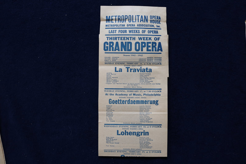 1941-1942 METROPOLITAN OPERA HOUSE BROADSIDES - LOT OF 3 - K 1532