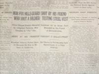 1922 MARCH 15 NEW YORK TIMES - SHOT BY HIS FRIEND TESTING STEEL VEST - NT 8316