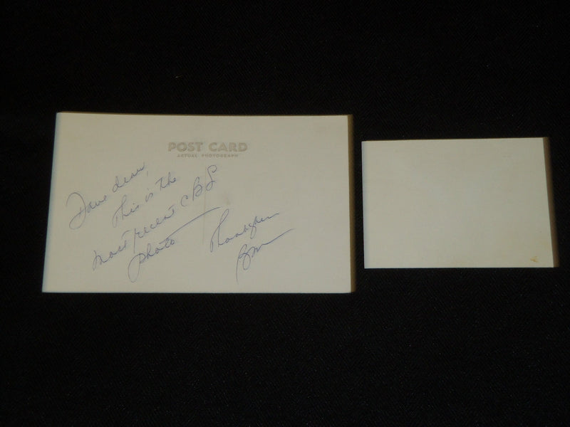 BESS MEYERSON PHOTO POSTCARD AND AUTOGRAPH LOT OF 2 - J 5348