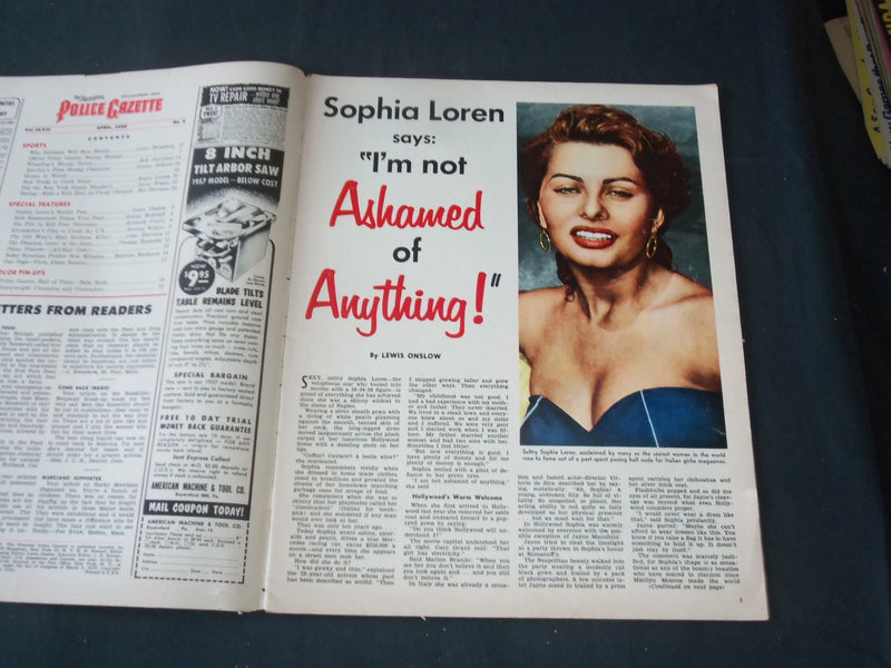 1958 APRIL THE NATIONAL POLICE GAZETTE MAGAZINE - SOPHIA LOREN - B 5684