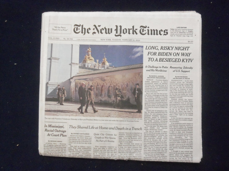 2023 FEB 21 NEW YORK TIMES - LONG, RISKY NIGHT FOR BIDEN ON WAY TO BESIEGED KYIV