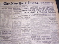 1935 OCTOBER 13 NEW YORK TIMES - ITALIANS DECIDE TO HASTEN ADVANCE - NT 4898