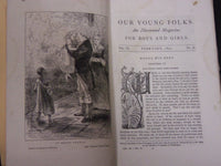1873 OUR YOUNG FOLKS ILLUSTRATED MAGAZINE LOT OF 12 - GREAT STORIES - WR 105P