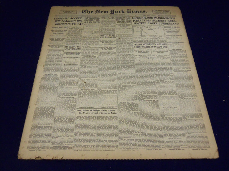 1936 MARCH 18 NEW YORK TIMES - 14 FOOT FLOOD IN JOHNSTOWN - NT 2129