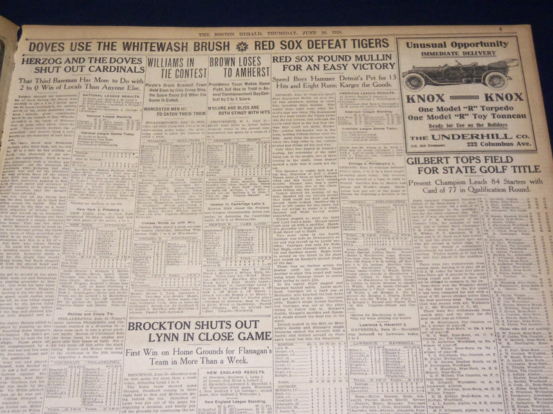 1910 JUNE 16 THE BOSTON HERALD - BIRD OF FLIGHT II WINS BROOKLINE CHASE - BH 352