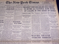 1935 MAR 11 NEW YORK TIMES TREASURY USES GOLD PROFIT RETIRE BANK NOTES - NT 1859