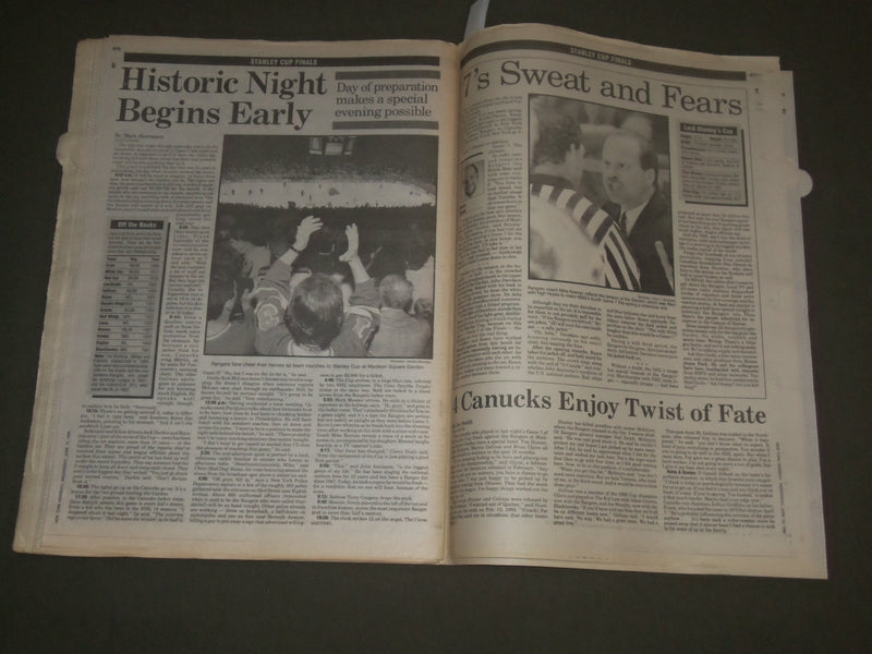 1994 JUNE 15 NEW YORK NEWSDAY NEWSPAPER - NEW YORK RANGERS WHAT A YEAR - NP 2721