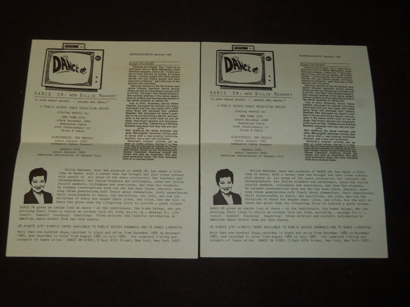 1980'S BILLIE MAHONEY DANCER NEWSLETTERS & HANDWRITTEN NOTE TO GETZ - J 5458