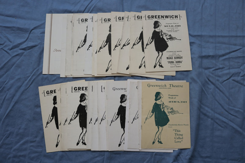 1929-1930 GREENWICH THEATRE PROGRAMS - LOT OF 26 +2 WINTER ANNOUNCEMENTS- O 3739