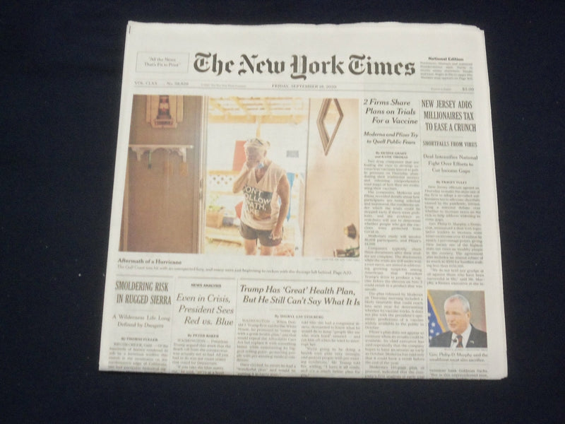 2020 SEPTEMBER 18 NEW YORK TIMES - NJ ADDS MILLIONAIRES TAX TO EASE A CRUNCH