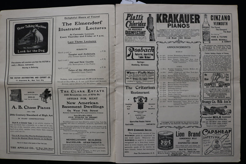 1905 MARCH 25 CARNEGIE HALL PROGRAM - K 2267