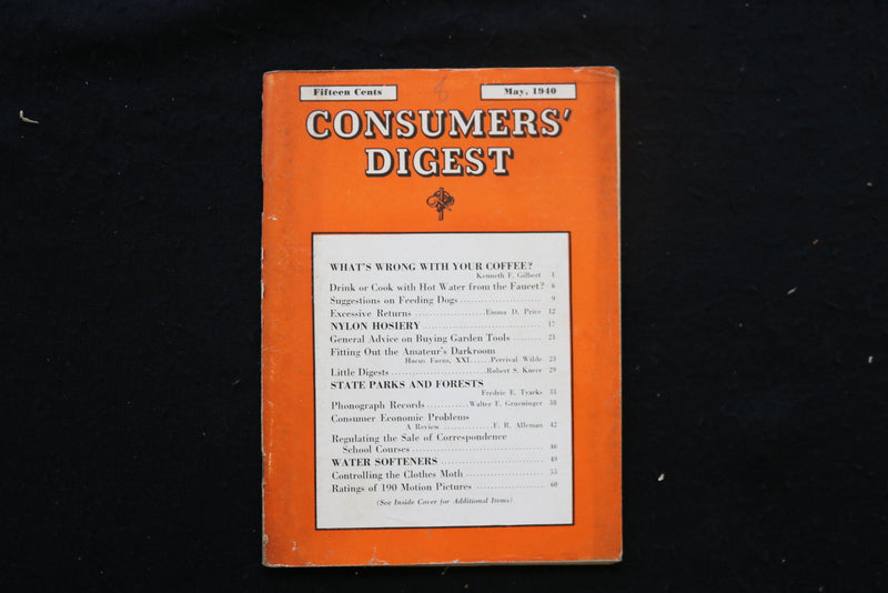 1940 MAY CONSUMERS' DIGEST MAGAZINE - WHAT WRONG WITH YOUR COFFEE? COVER - K 405