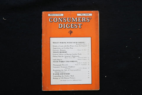1940 MAY CONSUMERS' DIGEST MAGAZINE - WHAT WRONG WITH YOUR COFFEE? COVER - K 405