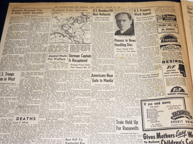 1945 JANUARY 29 NEW BEDFORD STANDARD TIMES - SECRECY SURROUNDS BLAST - NT 8905